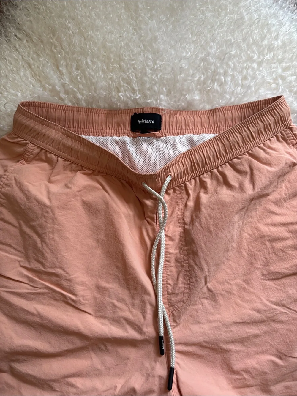 FINISTERRE, Men’s Coral-Peach Swim Trunks with Drawstring
